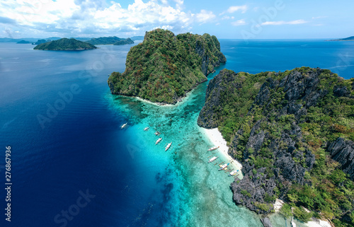 Obraz na płótnie Aerial panorama of Shimizu Island in El Nido, Palawan, Philippines