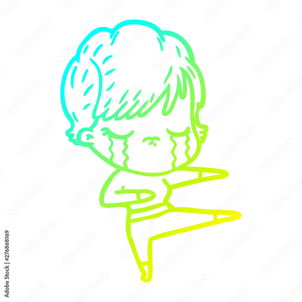 cold gradient line drawing cartoon woman crying cold gradient line drawing cartoon woman crying