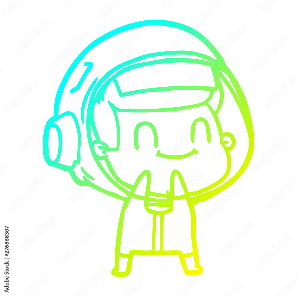 cold gradient line drawing happy cartoon astronaut cold gradient line drawing happy cartoon astronaut