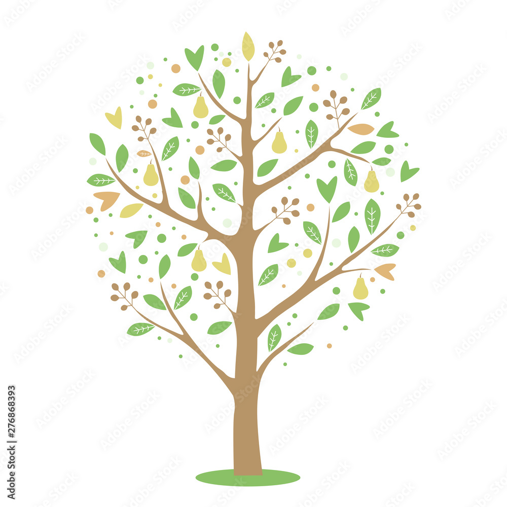 Vector simple drawing of pear tree.