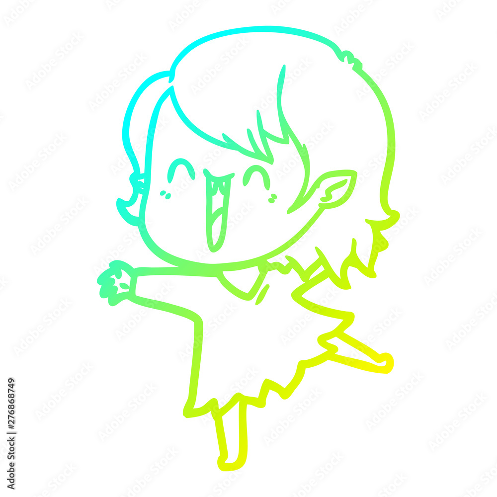 cold gradient line drawing cute cartoon happy vampire girl cold gradient line drawing cute cartoon happy vampire girl