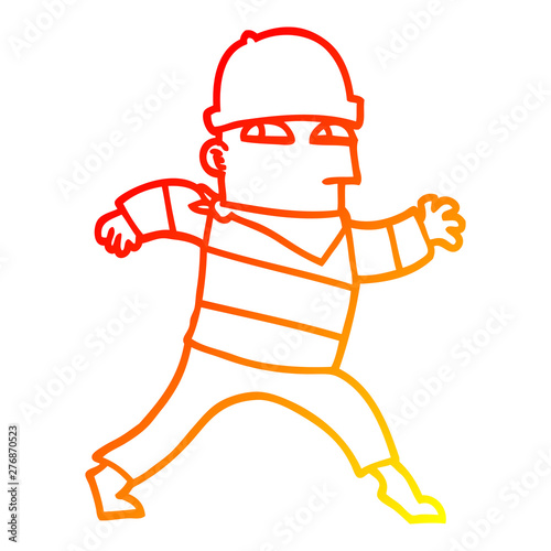 warm gradient line drawing cartoon thief