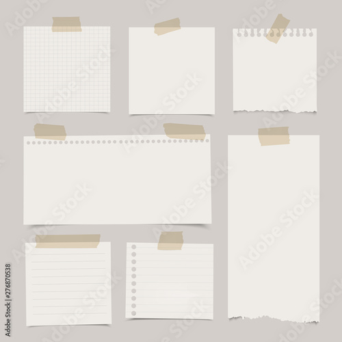 Set of various note papers with adhesive tape. - Illustration