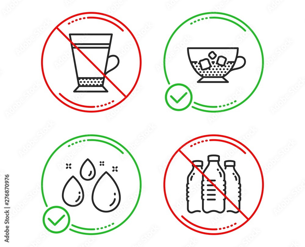 Do or Stop. Water drop, Cold coffee and Latte icons simple set. Water bottles sign. Aqua, Ice cubes in beverage, Coffee beverage. Aqua drinks. Food and drink set. Line water drop do icon. Vector Do or Stop. Water drop, Cold coffee and Latte icons simple set. Water bottles sign. Aqua, Ice cubes in beverage, Coffee beverage. Aqua drinks. Food and drink set. Line water drop do icon. Vector
