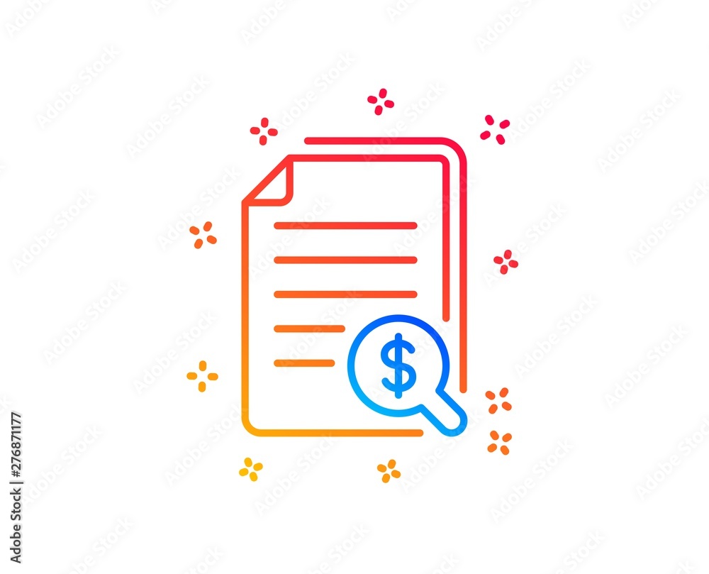 Financial documents line icon. Audit or accounting sign. Check