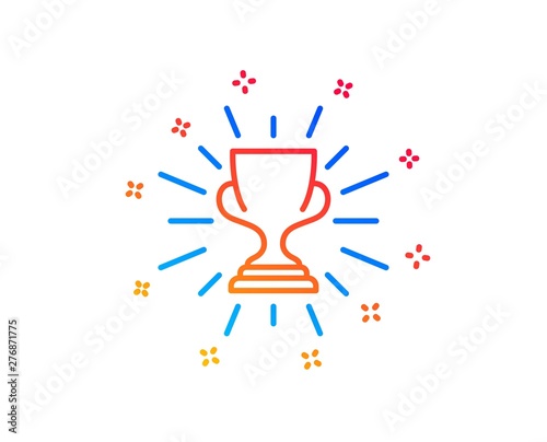 Award cup line icon. Winner Trophy symbol. Sports achievement sign. Gradient design elements. Linear trophy icon. Random shapes. Vector
