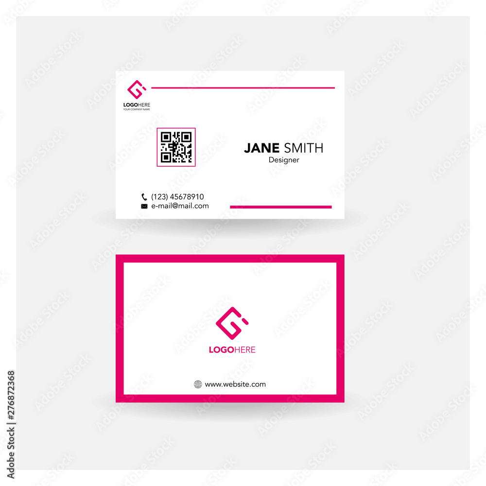 business card name card simple design_square magenta pink