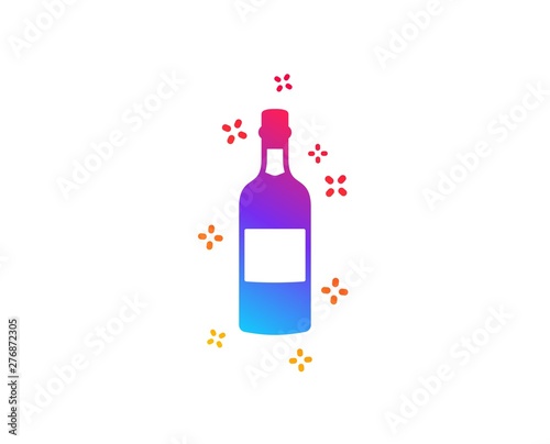 Brandy bottle icon. Whiskey or Scotch alcohol sign. Dynamic shapes. Gradient design brandy bottle icon. Classic style. Vector