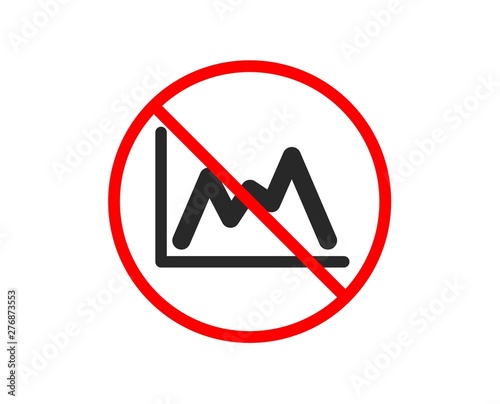 No or Stop. Line chart icon. Financial growth graph sign. Stock exchange symbol. Prohibited ban stop symbol. No diagram icon. Vector