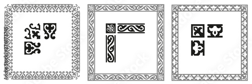 Set of decorative modular seamless ornamental border with corner - Vector