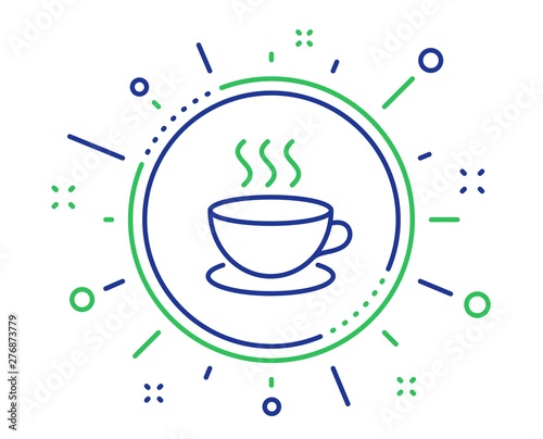 Coffee drink line icon. Hot cup sign. Fresh beverage symbol. Quality design elements. Technology cappuccino button. Editable stroke. Vector