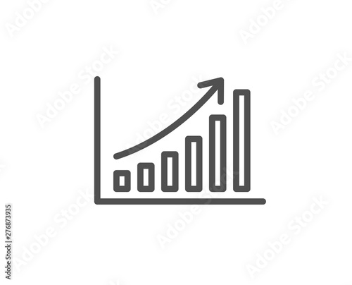 Graph line icon. Column chart sign. Growth diagram symbol. Quality design element. Linear style graph chart icon. Editable stroke. Vector