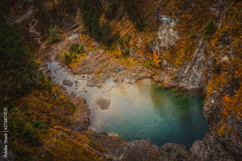 Stuibenfalle ponds and waterfalls near Reutte, Tyrol, Austria in warm autumn colors photo