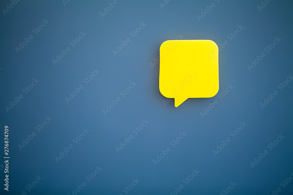 Stickers on blue wall. Empty Space for text