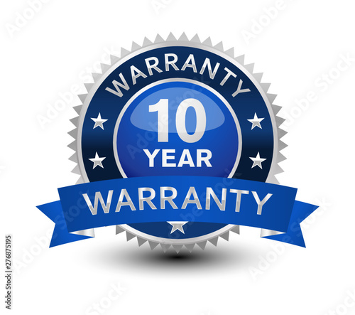 Very powerful, heavy, reliable, blue 10 year warranty badge/seal with ribbon.