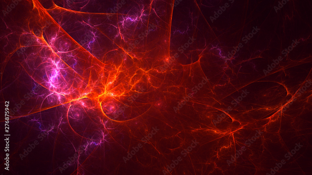 3D rendering abstract red fractal light background