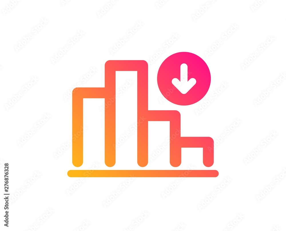 Decreasing graph icon. Column chart sign. Crisis diagram symbol. Classic flat style. Gradient decreasing graph icon. Vector Decreasing graph icon. Column chart sign. Crisis diagram symbol. Classic flat style. Gradient decreasing graph icon. Vector