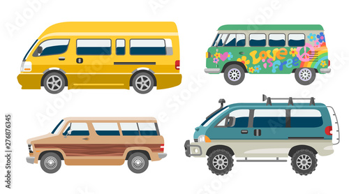 Minivan car van auto vehicle family minibus vehicle and automobile banner isolated citycar on white background illustration photo