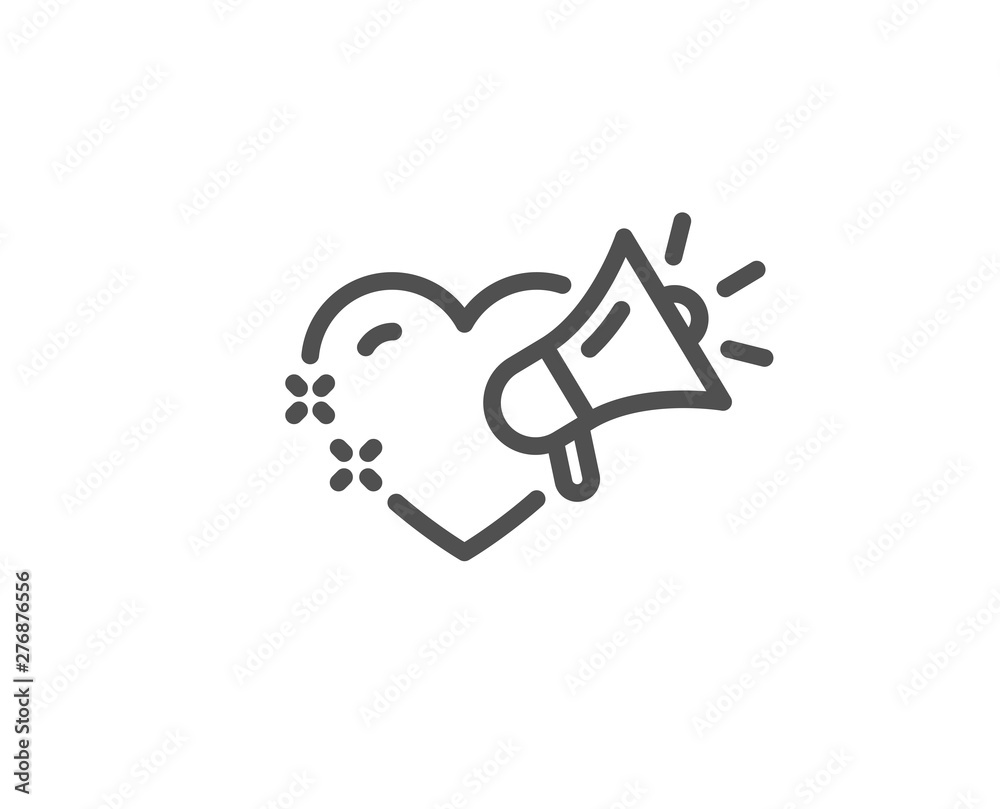 Love message line icon. Heart and megaphone sign. Valentine day symbol. Quality design element. Linear style love message icon. Editable stroke. Vector Love message line icon. Heart and megaphone sign. Valentine day symbol. Quality design element. Linear style love message icon. Editable stroke. Vector