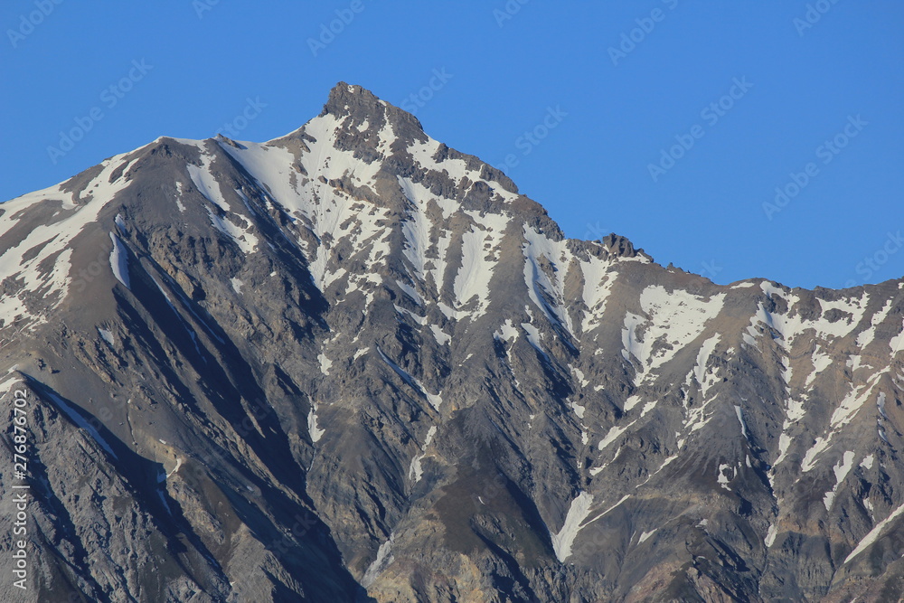 Peak of the Lenzer Horn, view from Obermutten, Switzerland.
