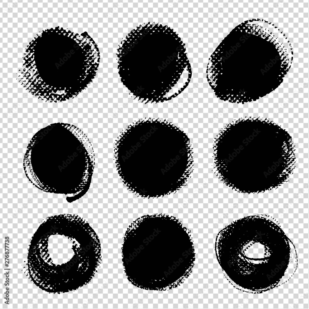 Abstract black round textured smears isolated on imitation transparent background Abstract black round textured smears isolated on imitation transparent background
