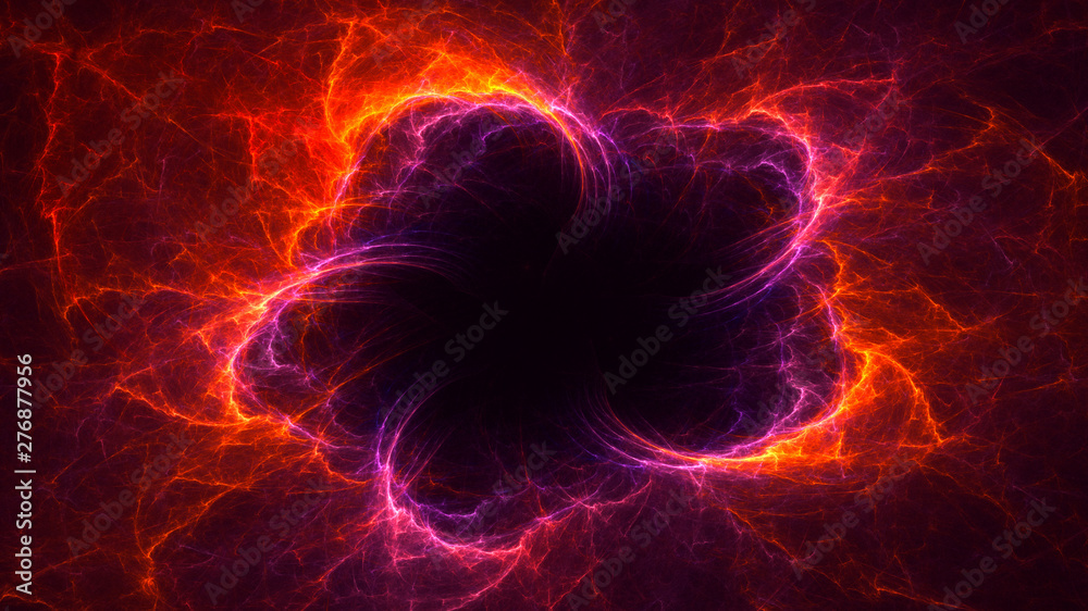 3D rendering abstract red fractal light background