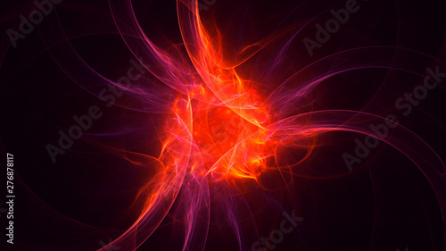 3D rendering abstract red fractal light background