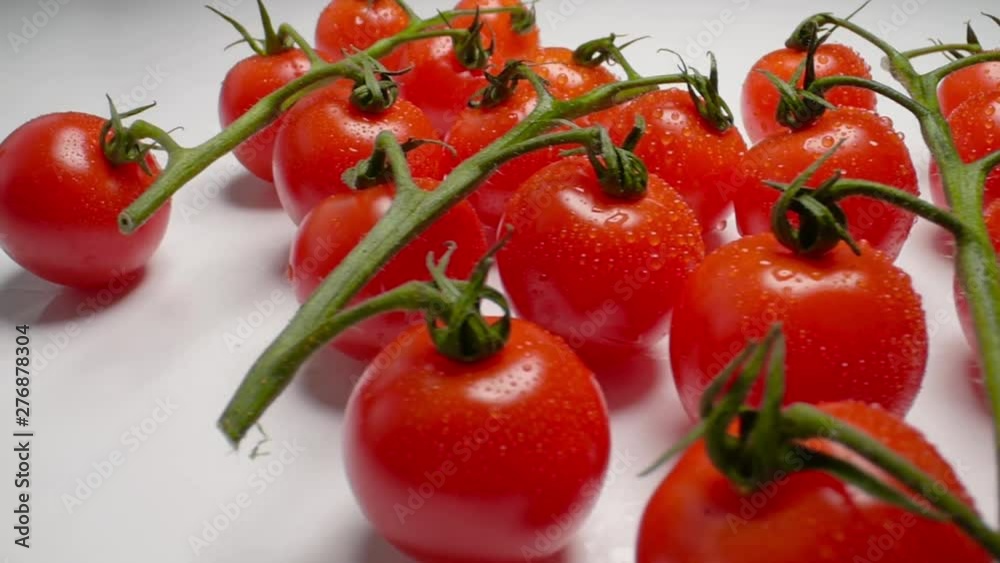 Beautiful juicy cherry tomatoes on a branch Beautiful juicy cherry tomatoes on a branch