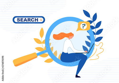 Woman Search for Information via Laptop Banner