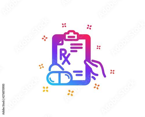 Prescription Rx recipe icon. Medicine drugs pills sign. Dynamic shapes. Gradient design prescription drugs icon. Classic style. Vector