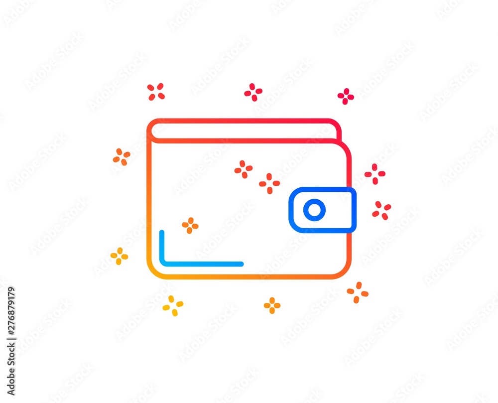 Money Wallet line icon. Cash symbol. Payment method sign. Gradient design elements. Linear money Wallet icon. Random shapes. Vector