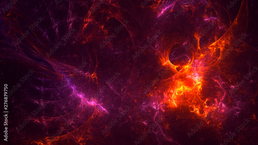 3D rendering abstract red fractal light background