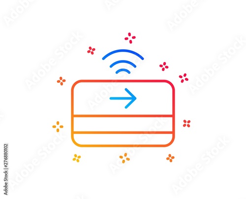 Contactless payment line icon. Credit card sign. Finance symbol. Gradient design elements. Linear contactless payment icon. Random shapes. Vector