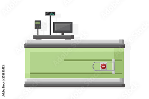 Cashier in the supermarket Vector flat style isolated on whites