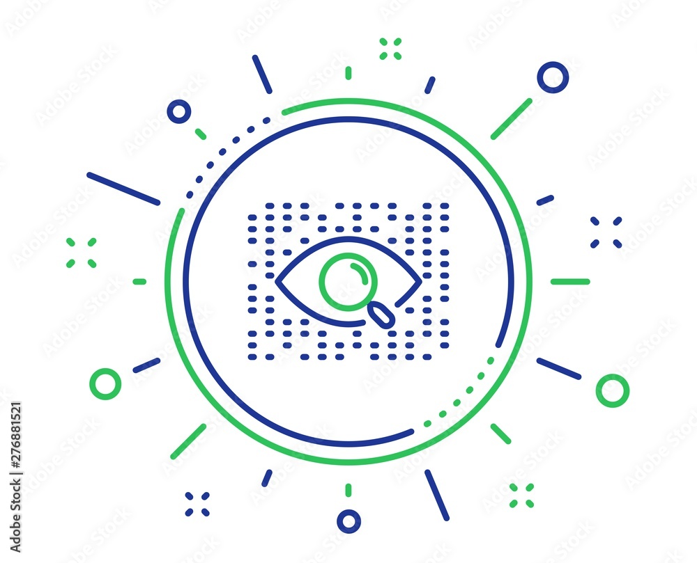 Fototapeta premium Artificial intelligence line icon. Search ai sign. Magnify glass eye. Quality design elements. Technology artificial intelligence button. Editable stroke. Vector
