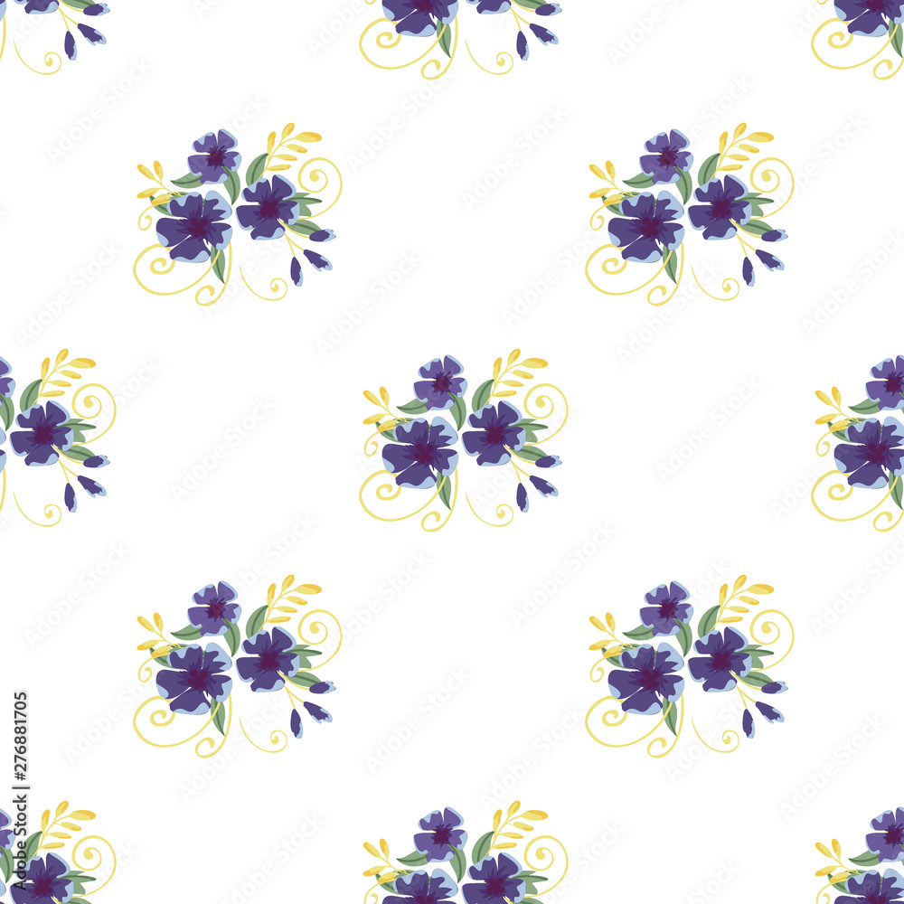 Flower vector. Romantic floral surface design. Spring landscape.