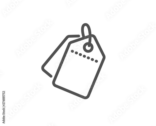 Sale tags line icon. Shopping labels. Discount coupon symbol. Quality design element. Linear style sale tags icon. Editable stroke. Vector