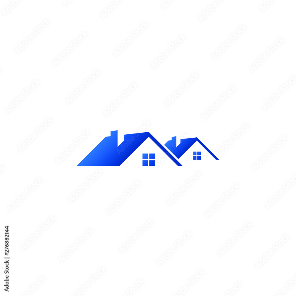 Real Estate Construction Logo design vector Template house and building with blue grey color Real Estate Construction Logo design vector Template house and building with blue grey color