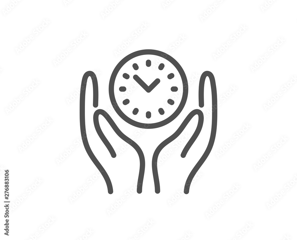 Fototapeta premium Safe time line icon. Clock sign. Office management symbol. Quality design element. Linear style safe time icon. Editable stroke. Vector