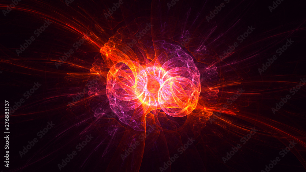 Fototapeta premium 3D rendering abstract red fractal light background