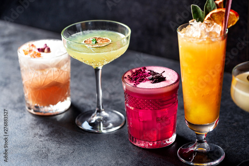 Your tasty colored cocktail friends waiting for you to drink them