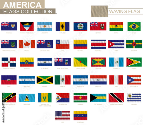 National flag of American countries with waving effect, official proportion.