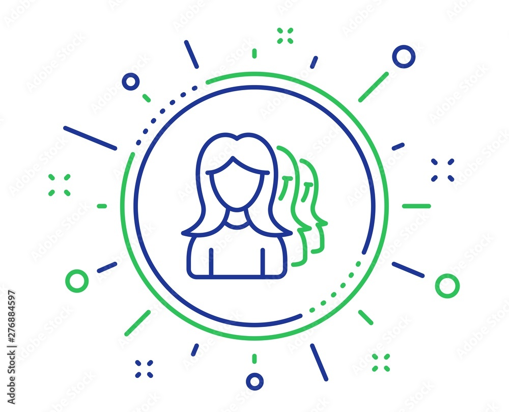 Group of Women line icon. Human communication symbol. Teamwork sign. Quality design elements. Technology women Headhunting button. Editable stroke. Vector Group of Women line icon. Human communication symbol. Teamwork sign. Quality design elements. Technology women Headhunting button. Editable stroke. Vector