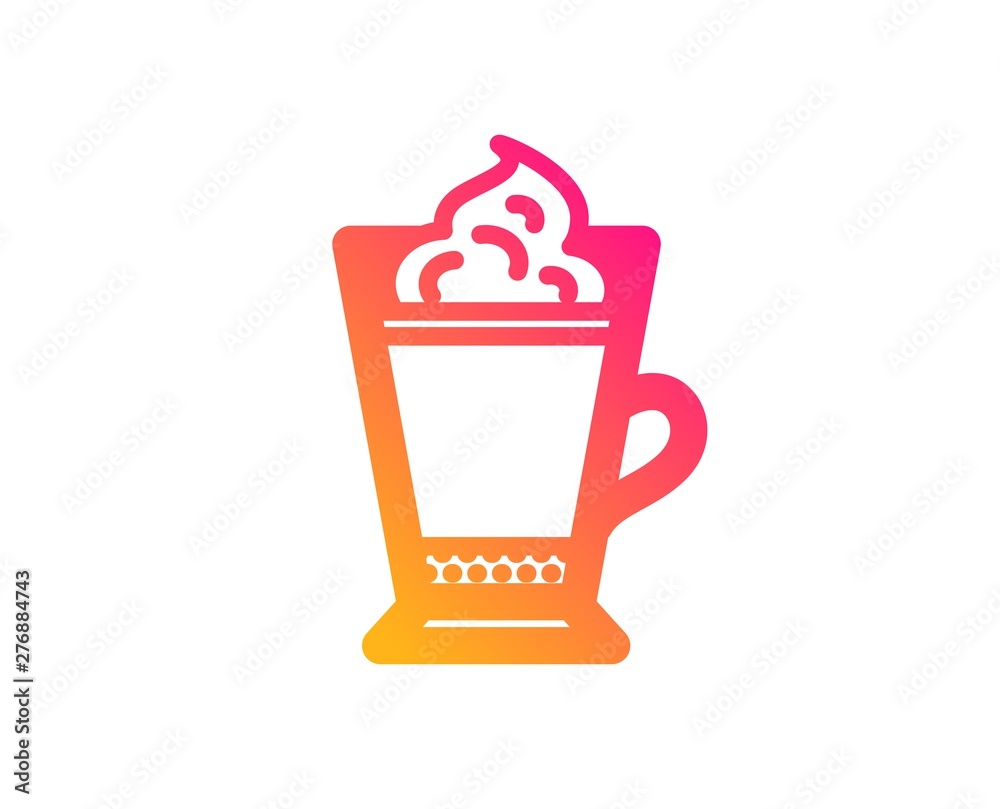 Latte coffee with Whipped cream icon. Hot drink sign. Beverage symbol. Classic flat style. Gradient latte coffee icon. Vector Latte coffee with Whipped cream icon. Hot drink sign. Beverage symbol. Classic flat style. Gradient latte coffee icon. Vector