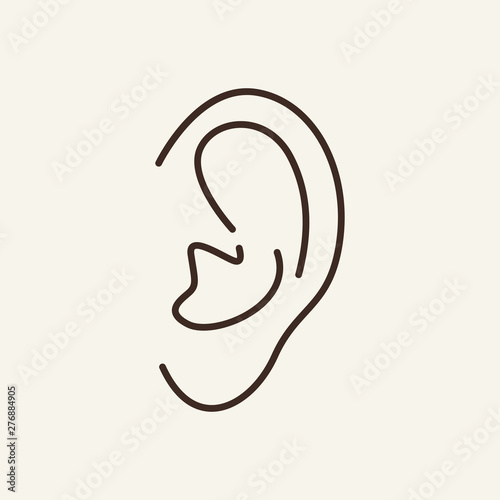 Ear line icon. Listening, sound, deaf. Anatomy concept. Vector illustration can be used for topics like ent doctor, sense, hearing
