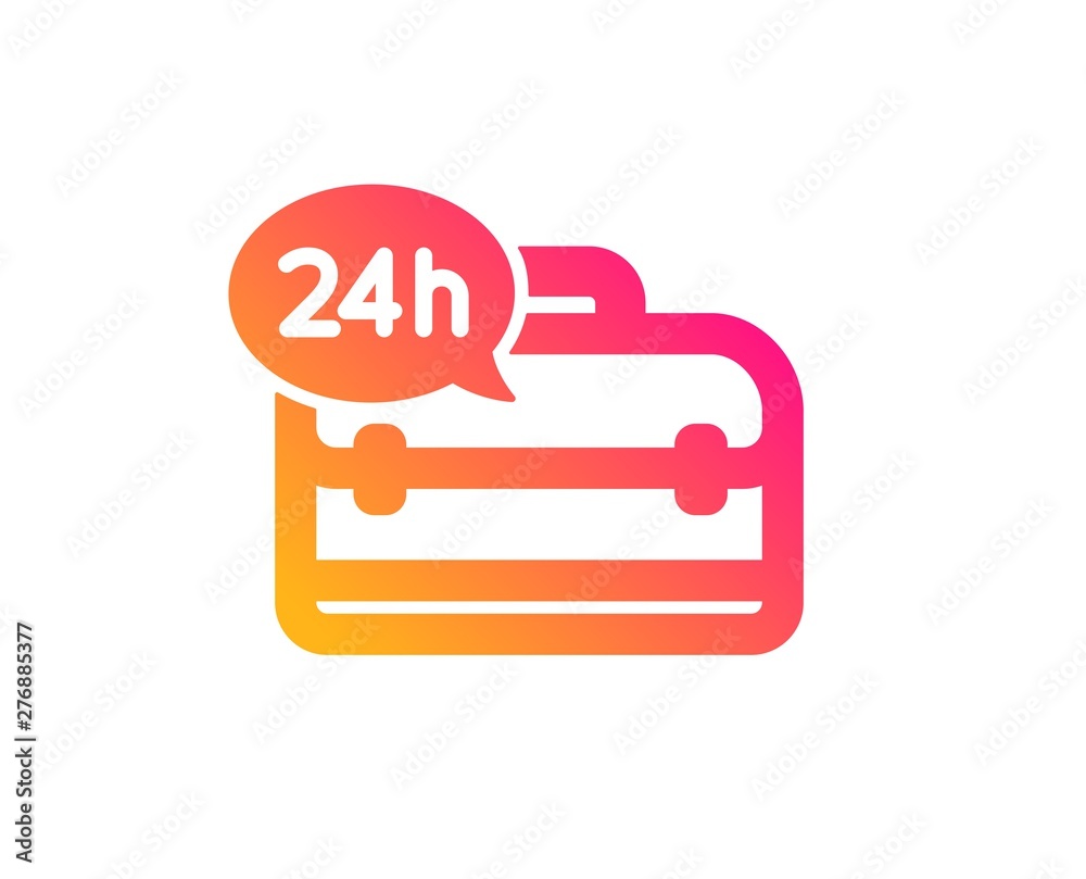 24 hour service icon. Support help sign. Feedback symbol. Classic flat style. Gradient 24h service icon. Vector 24 hour service icon. Support help sign. Feedback symbol. Classic flat style. Gradient 24h service icon. Vector
