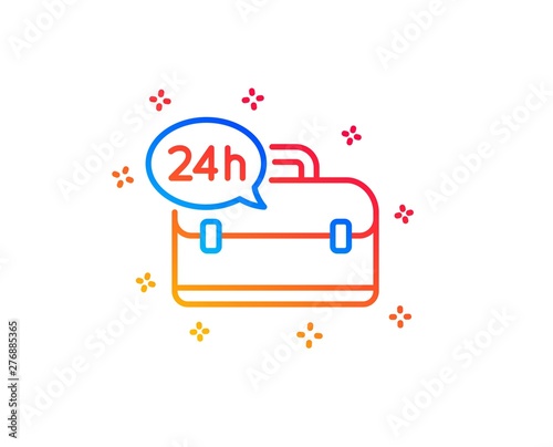 24 hour service line icon. Support help sign. Feedback symbol. Gradient design elements. Linear 24h service icon. Random shapes. Vector