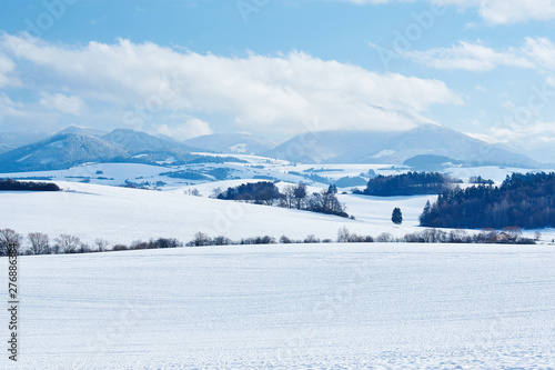 winter landscape with mountains and snow