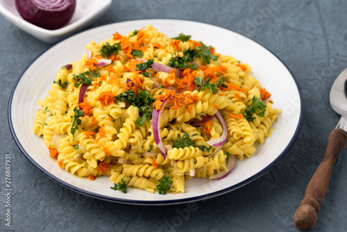 pasta fusilli with vegetable in Herb sauce 