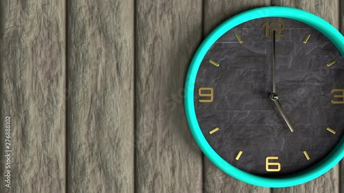 Wallpaper Mural 3d animation of round shape clock on the wall. Time moving concept. Day and  night changes. Torontodigital.ca